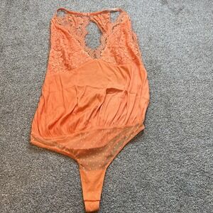 Free People Bodysuit Womens‎ large Lace Mesh Polka Dot Sheer Sexy NWT Intimately